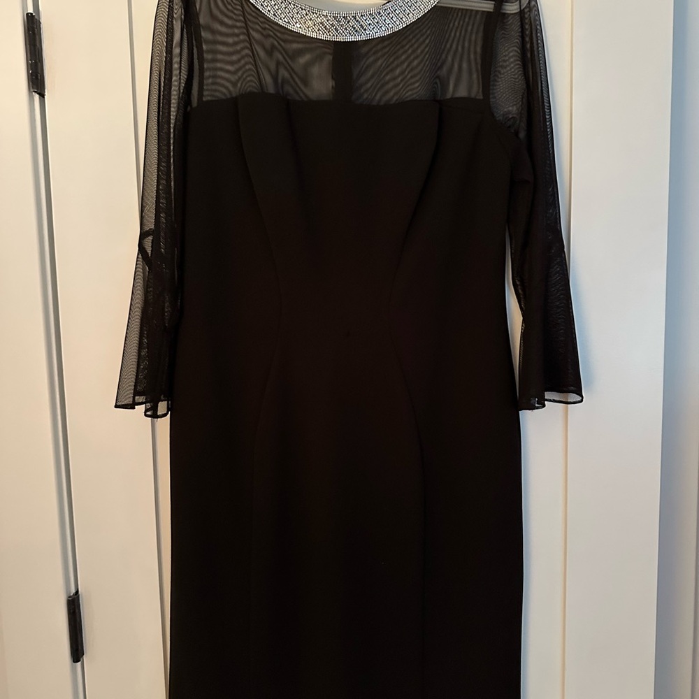 Alex Evenings Black Dress with Sheer Sleeves size 14 or XL